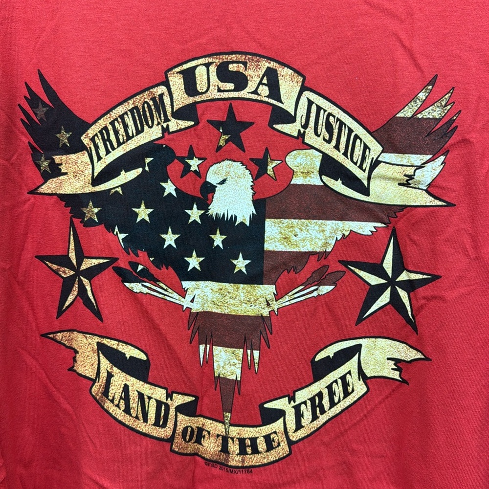 5 Star Freedom USA Eagle Stars Justice Land of the Free Red Shirt Size 3XL